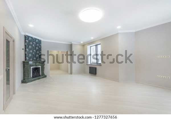 Empty Living Room Interior Fireplace Laminate Stock Photo Edit
