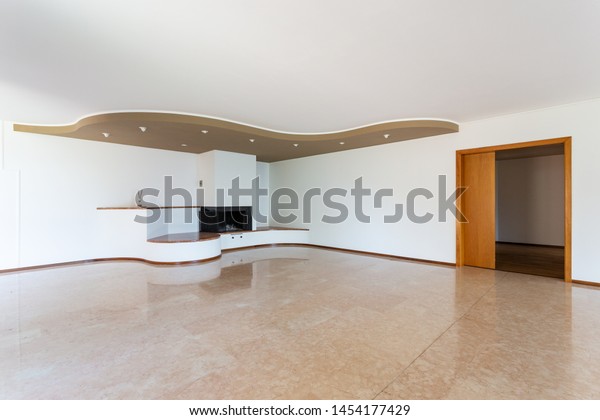 Empty Living Room Large Fireplace White Stock Photo Edit Now