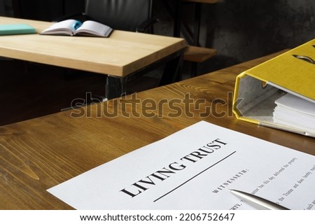 Empty Living trust application form in the office.