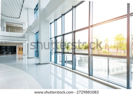 Empty lobby with glass window.