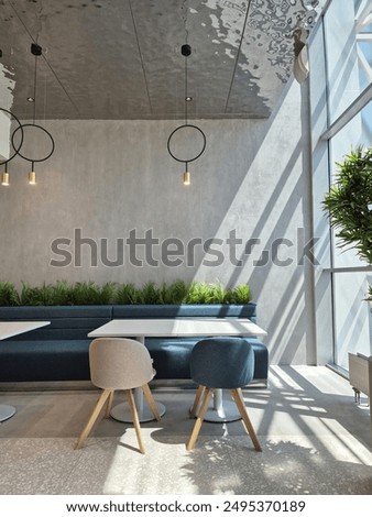 Empty loft-style cafe. Interior design.