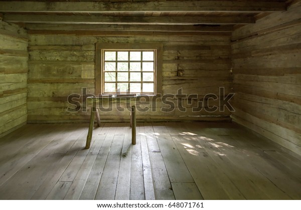  Empty Log Cabin  Interior Interior Historic Stock Photo 