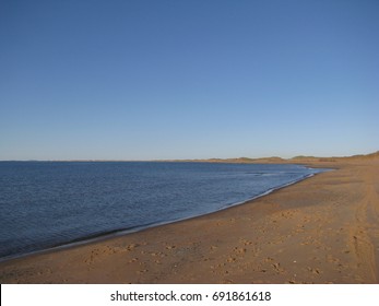 Empty Long Beach Of Dune Of North In Magdalene Islands, Iles De La Madeleine, Quebec, Canada