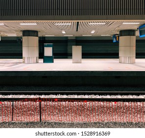 Empty LRT platform at night