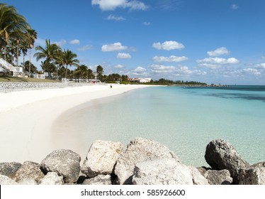 The Empty Lucaya Beach In Freeport Town On Grand Bahama Island.