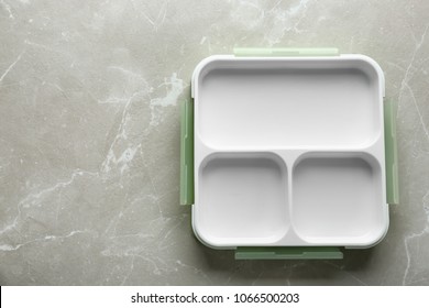 Empty Lunch Box On Table, Top View