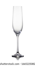 Empty luxury champagne glass on a white background. Isolated with clipping path.
