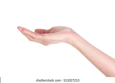 Empty Man Hand Holding Isolated On White Background. Clipping Path.