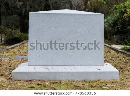Empty Marble Gravestone in Historic Cemetery in Southern USa