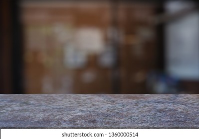 Empty marble stone table in front of abstract blurred background of indoor house room interior. can be used for display or montage your products - Image