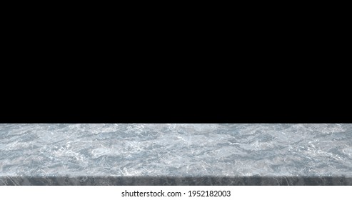 Empty Marble Table Top Mock Up Display Or Montage Products,  Product Stand Futuristic Or Podium Pedestal On Black Background