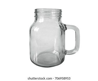 Empty Marson Jar On Isolate White Background.use For Montage Your Product Design.(clipping Path)