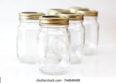 Empty Mason Jar On A White Background 