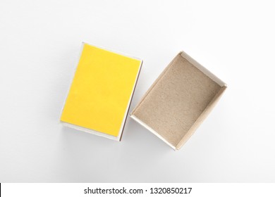 Empty Matchbox On White Background, Top View. Space For Design