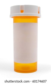 Empty Medicine Bottle With A Blank White Label