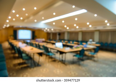 Empty Meeting Or Conference Room Blurred For Background.