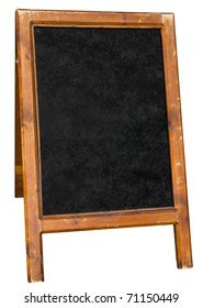 Empty Menu Board Stand Sign Isolated Over White.