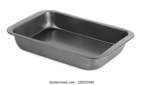 Empty Metal Baking Tray Isolated On White