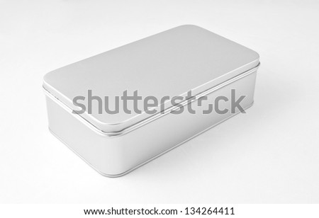 Empty metal box isolated on white