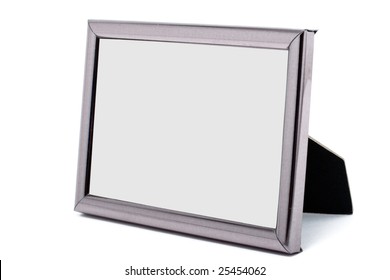 Empty Metal Picture Photo Frame Isolated On White Background