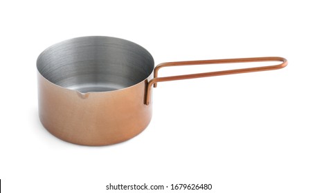 Empty Metal Small Saucepan Isolated On White