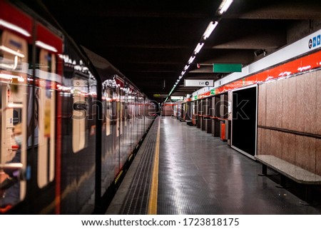 Empty metro station in Milan due to coronavirus lockdown