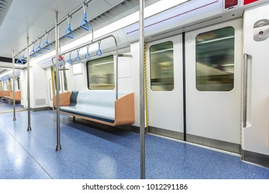 Empty Metro Train Interior Scene In Shanghai,China