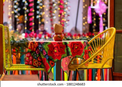 An Empty Mexican Restaurant Table