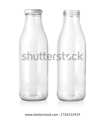 empty milk bottle isolated on white with clipping path