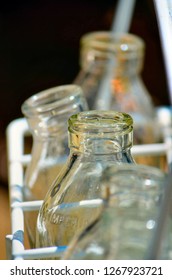 Empty milk bottles
