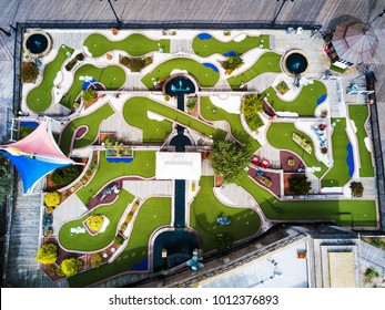 Empty Mini Golf Course Playground Aerial View