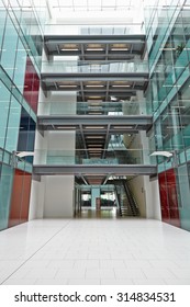 Empty, Modern Atrium Of A Large Corporate Business