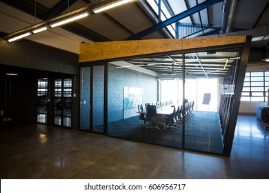 An Empty Modern Conference Room With Conference Table In Office