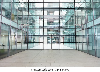 Empty, Modern Lobby Of A Large Corporate Business