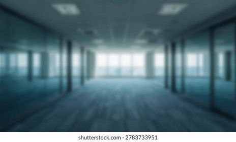 An empty modern office interior featuring glass walls, blue carpet, and a bright light source. The image showcases a clean and contemporary workspace, perfect for business and corporate themes.