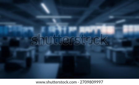 Empty Modern Office Workspaces ready for returntooffice in blue tone.