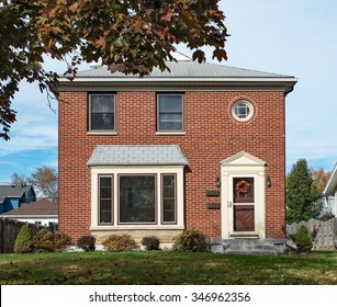 Empty Modest Brick Duplex House