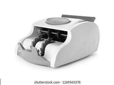 Empty Money Counting Machine On White Background