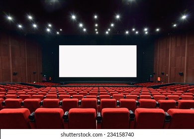 Empty Movie Theater With Red Seats