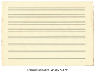 Empty music notebook sheet in a ruler for recording notes. Horizontal music page with torn edge. Music notation elements for design. - Powered by Shutterstock