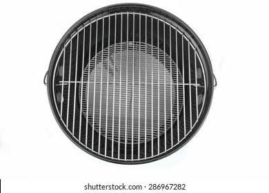 Empty New Clean BBQ Kettle Grill  Isolated On White Background Overhead View