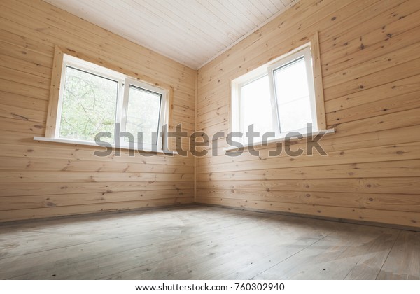 Empty New Room Interior Wooden Walls Stock Photo Edit Now