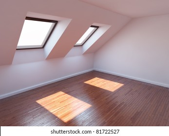Empty new room with mansard windows - Shutterstock ID 81722527