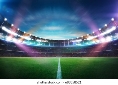 Empty night grand stadium with sport light , evening or night scene . - Powered by Shutterstock