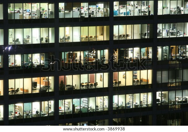 Empty Office Building Night External View Stock Photo (Edit Now) 3869938