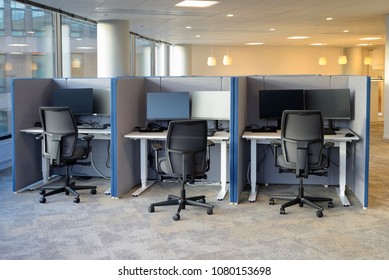 Empty office chairs in a row