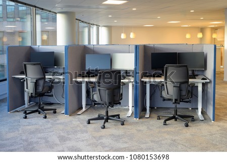 Empty office chairs in a row