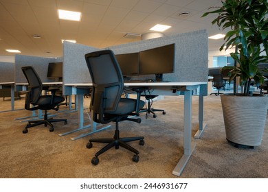 Empty Office Interior With Chairs and table