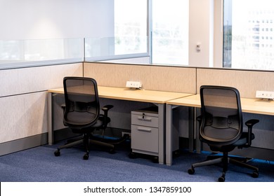 Empty Office Room With Chairs Wooden Table And Power Outlet Architecture And Nobody By Cubicle Corporate Desk