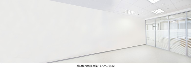 Empty Office Room With Glass Wall